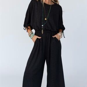 Three Bird Nest Charcoal Wide Leg Jumpsuit